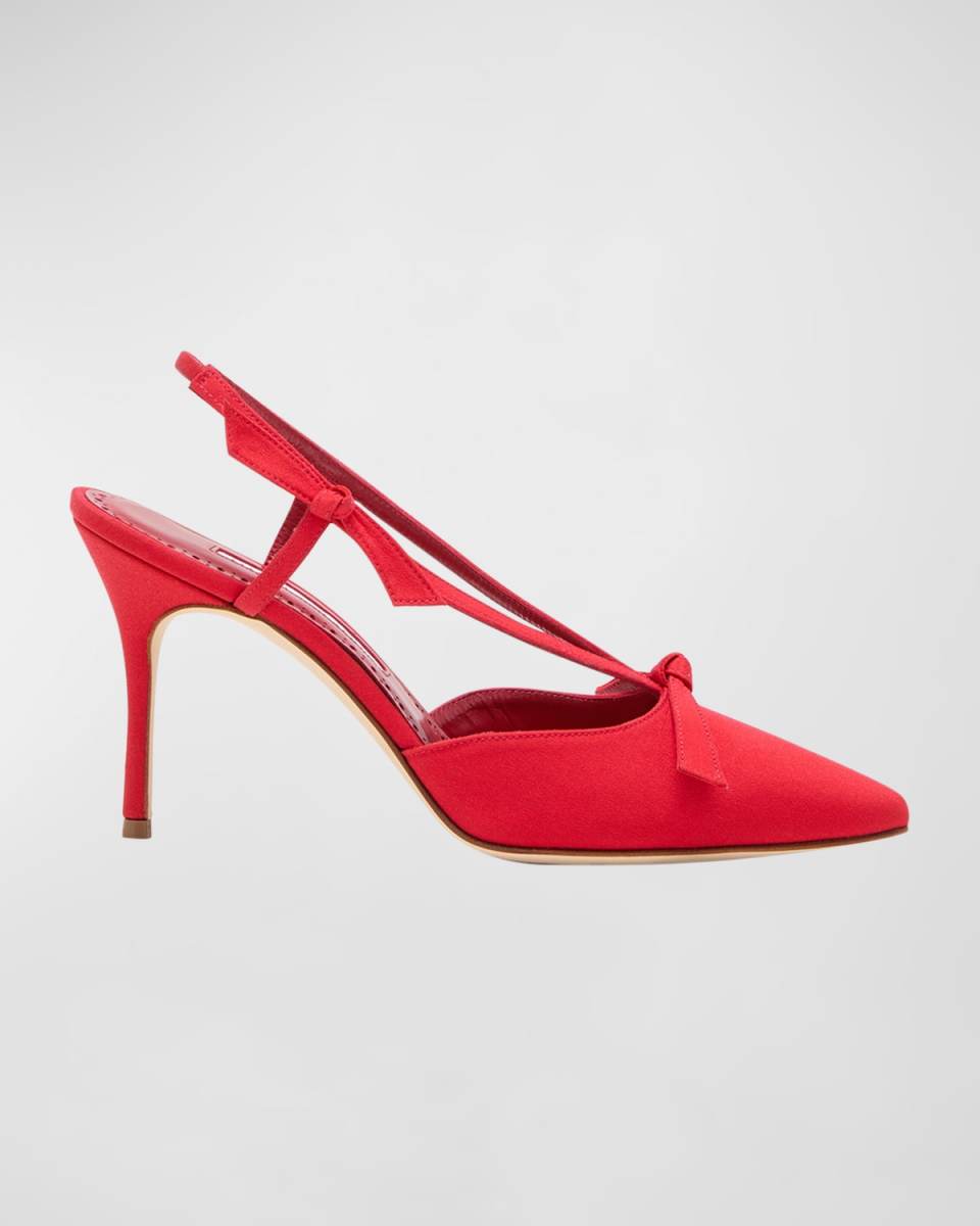 Cortintia Satin Bow Slingback Pumps
